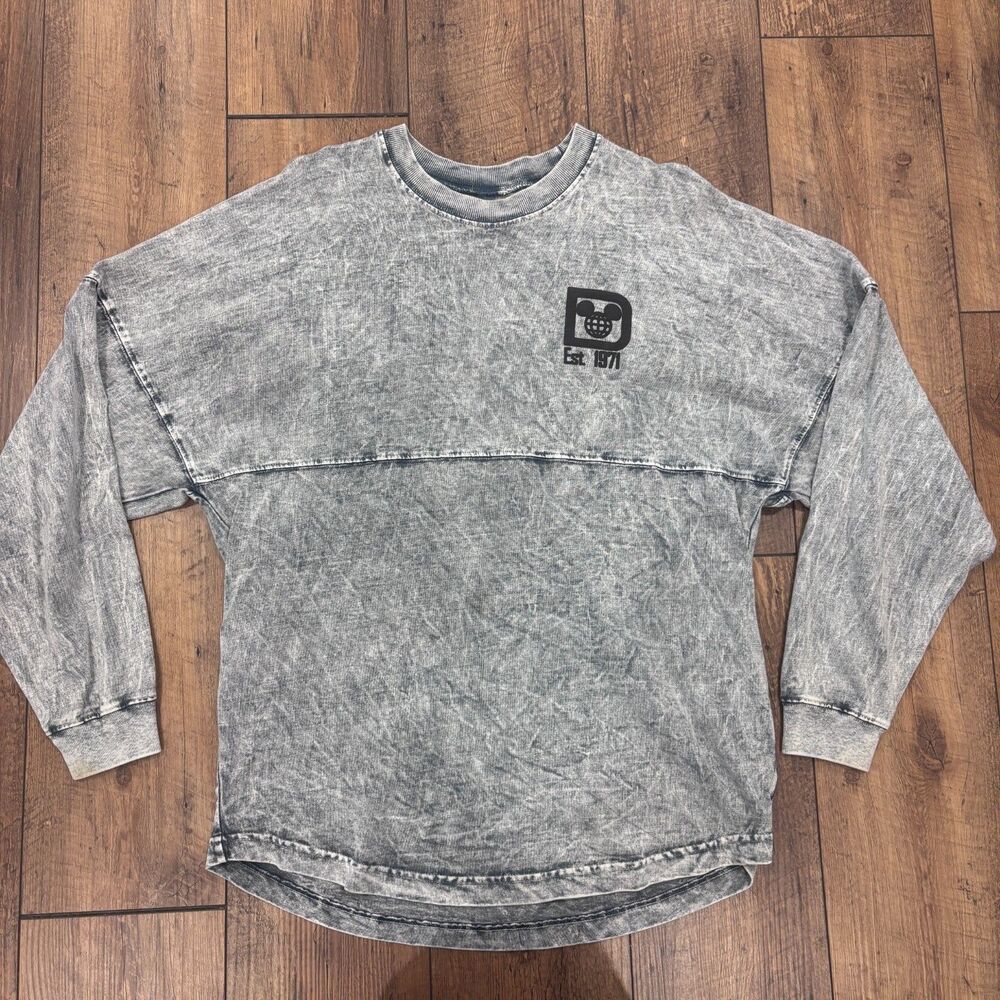 Disney Parks Walt Disney World Acid Wash Gray Black Spirit Jersey Adult Small - Picture 2 of 6